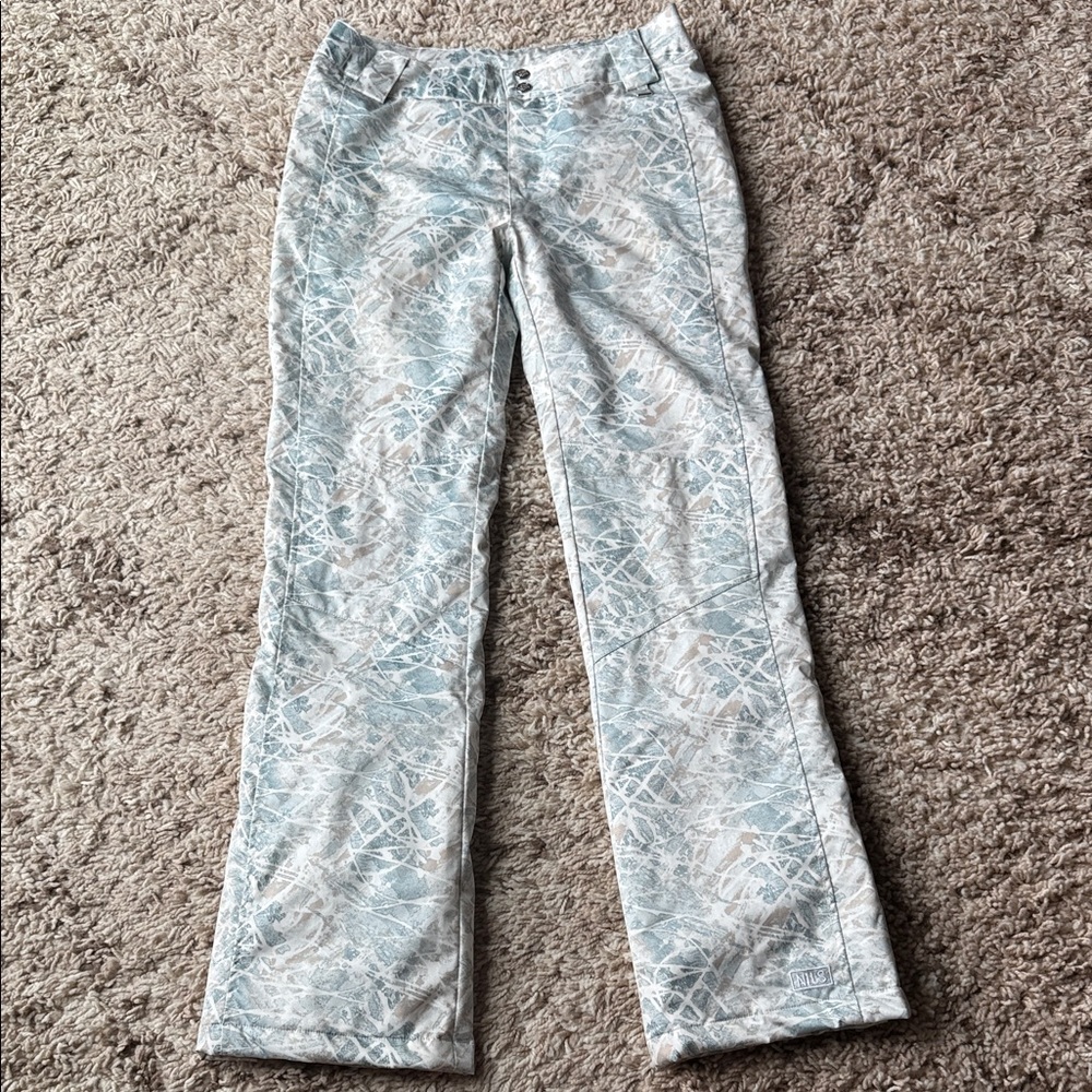 NILS Blue and White Patterned Ski Flare Pants
